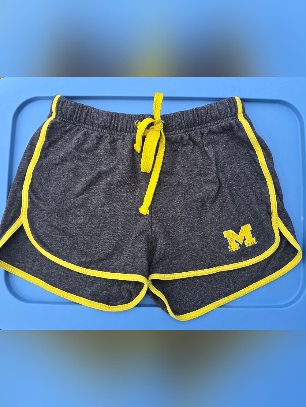 Michigan Wolverines Women's Charcoal Gray Shorts with Yellow Trim